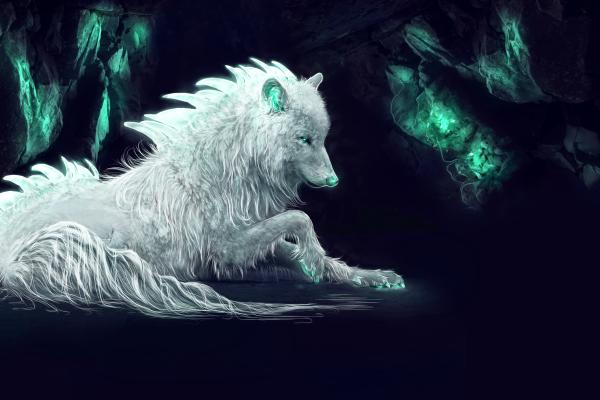 Белый Волк, Арктический Волк, Фэнтези, Цифровое Искусство, HD, 2K, 4K
