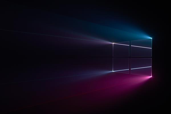 Windows 10, Логотип Windows, Синий, Розовый, Темный, HD, 2K