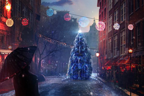 Рождественские Огни, Канун Рождества, HD, 2K