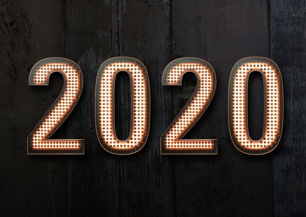2020, С Новым Годом, Темный Фон, HD, 2K