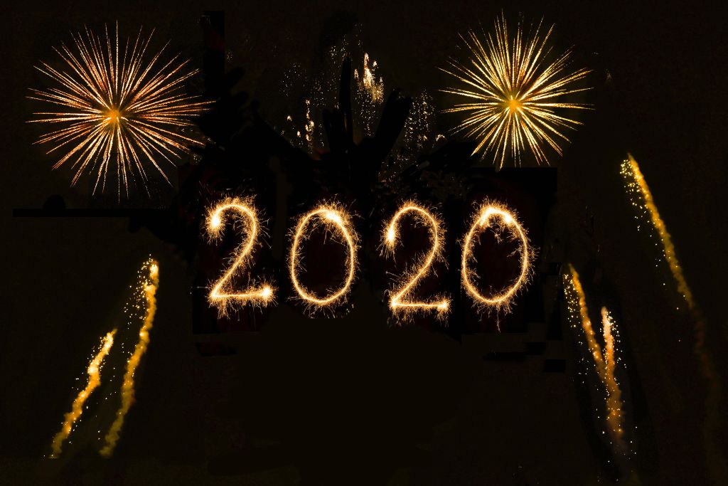 2020, С Новым Годом, Фейерверки, Бенгальские Огни, HD, 2K, 4K, 5K