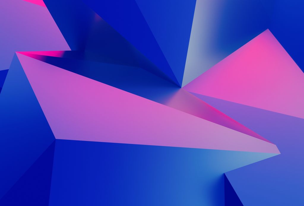 Геометрический, Синий, Розовый, Треугольники, HD, 2K