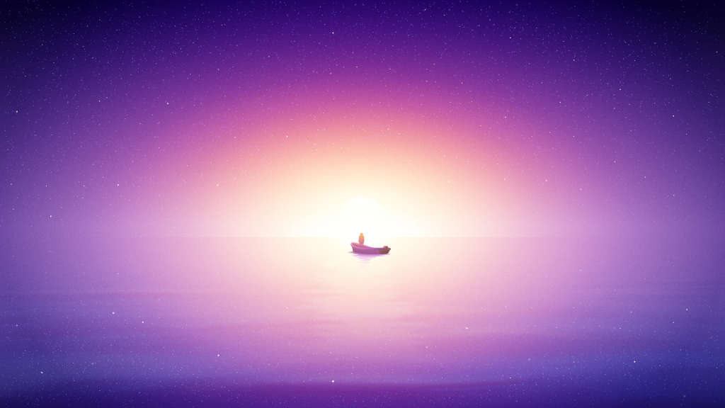 Один, Восход, Яркий, Фиолетовый, Море, HD, 2K