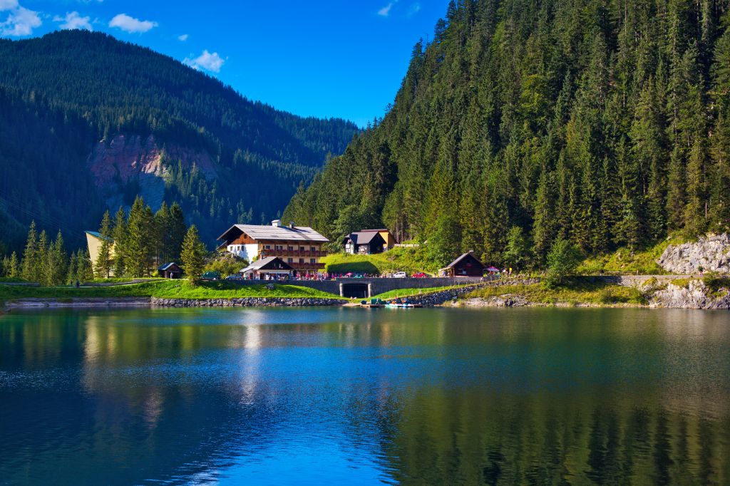 Альпы Горы, Дом У Озера, Австрия, HD, 2K, 4K