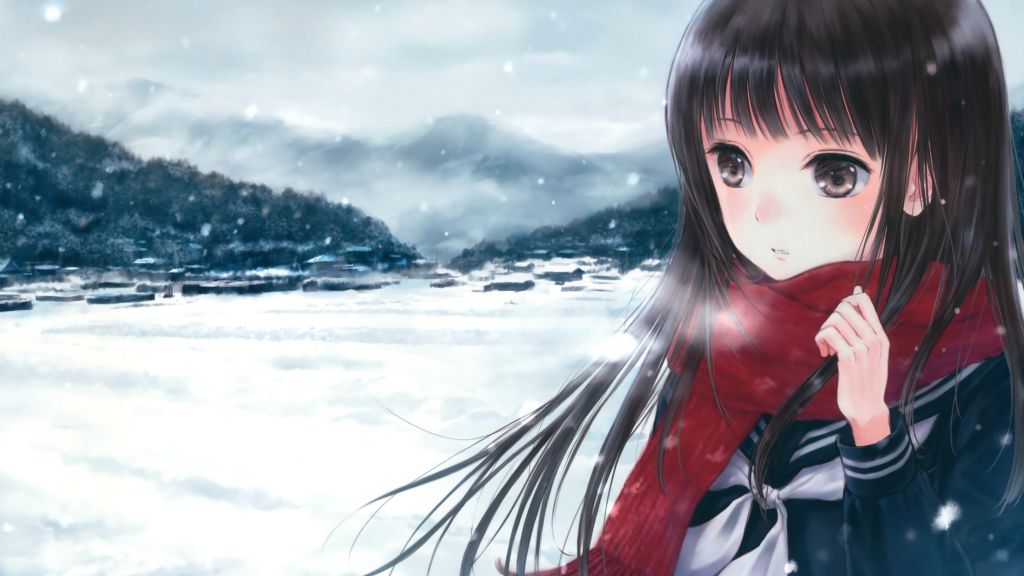Аниме, Girl, Beauty, Winter, HD, 2K, 4K