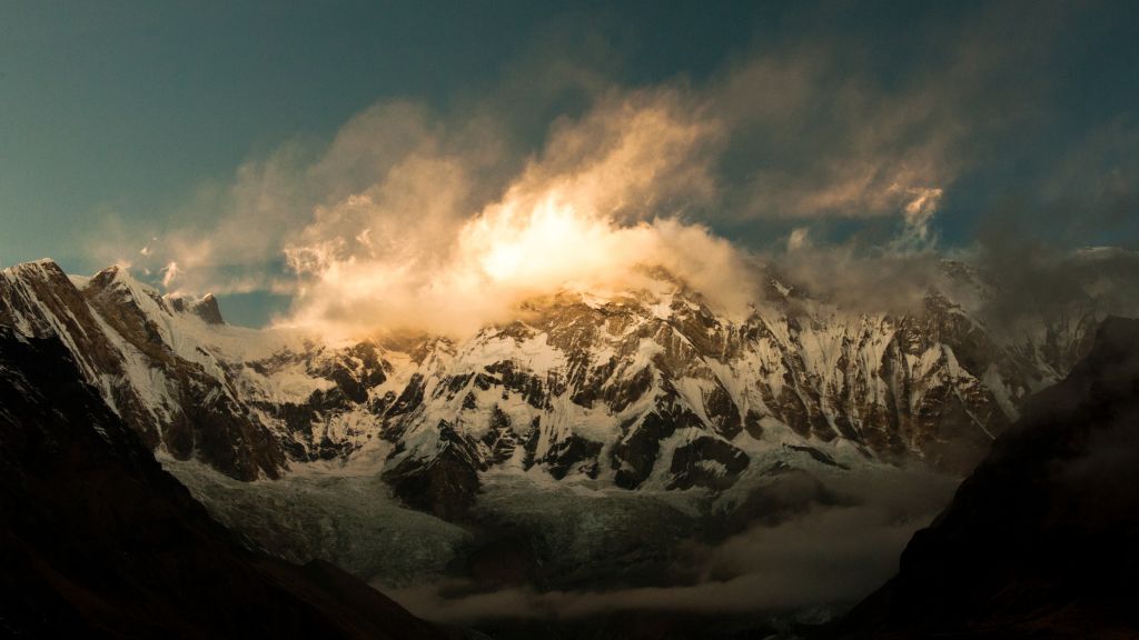 Аннапурна, Гималаи, Непал, Облака, Гора, Закат, HD, 2K, 4K