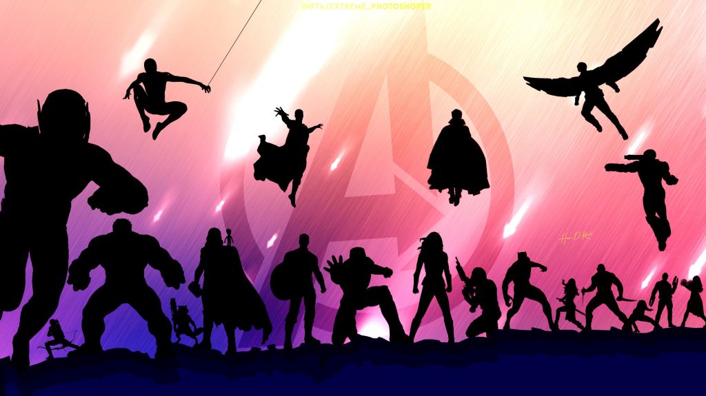 Мстители: Эндшпиль, Силуэт, Супергерои Marvel, Иллюстрация, HD, 2K