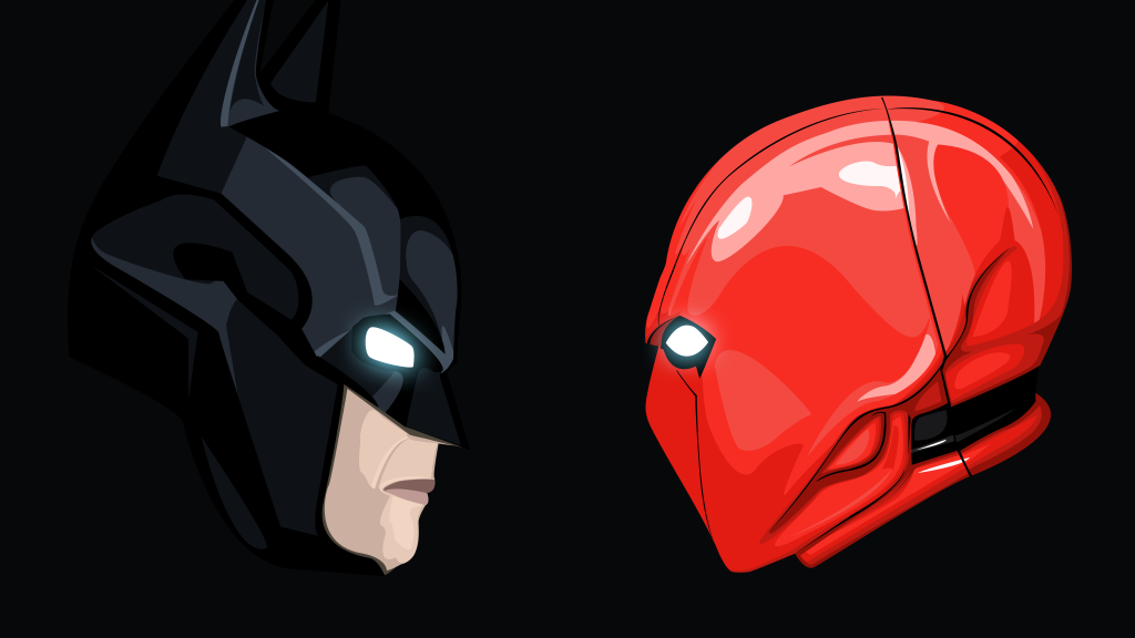 Бэтмен, Красная Шапочка, Черный, Минимальный, Темный Фон, HD, 2K, 4K, 5K, 8K