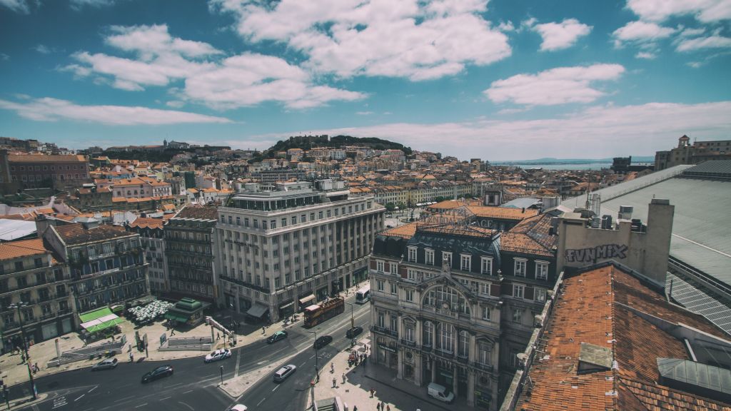 Центральный Лиссабон, Португалия, Небо, Облака, HD, 2K, 4K