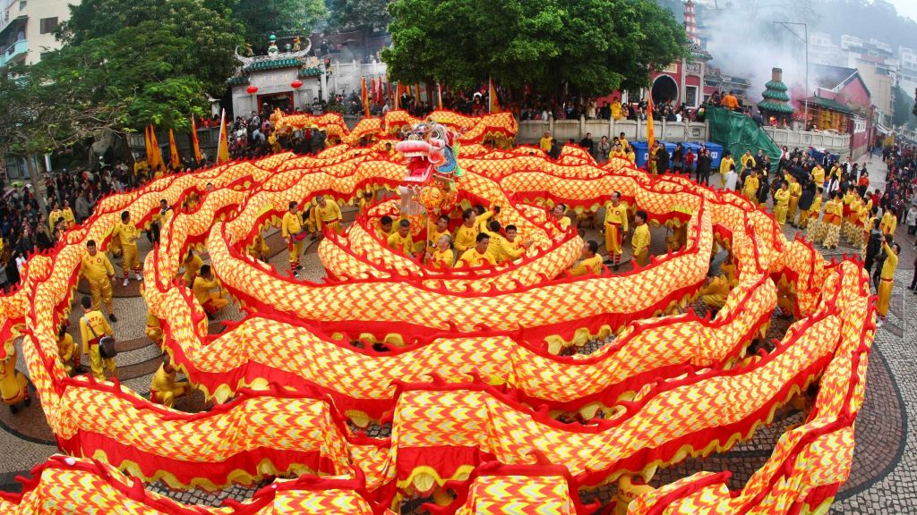 Китайский Новый Год, Весенний Фестиваль, Дракон, Апельсин, HD, 2K, 4K