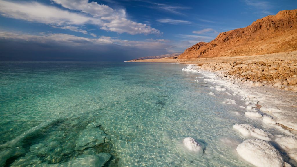 Мертвое Море, Израиль, Палестина, Иордания, Море, Вода, Небо, Облака, Прозрачное, Соль, HD, 2K, 4K