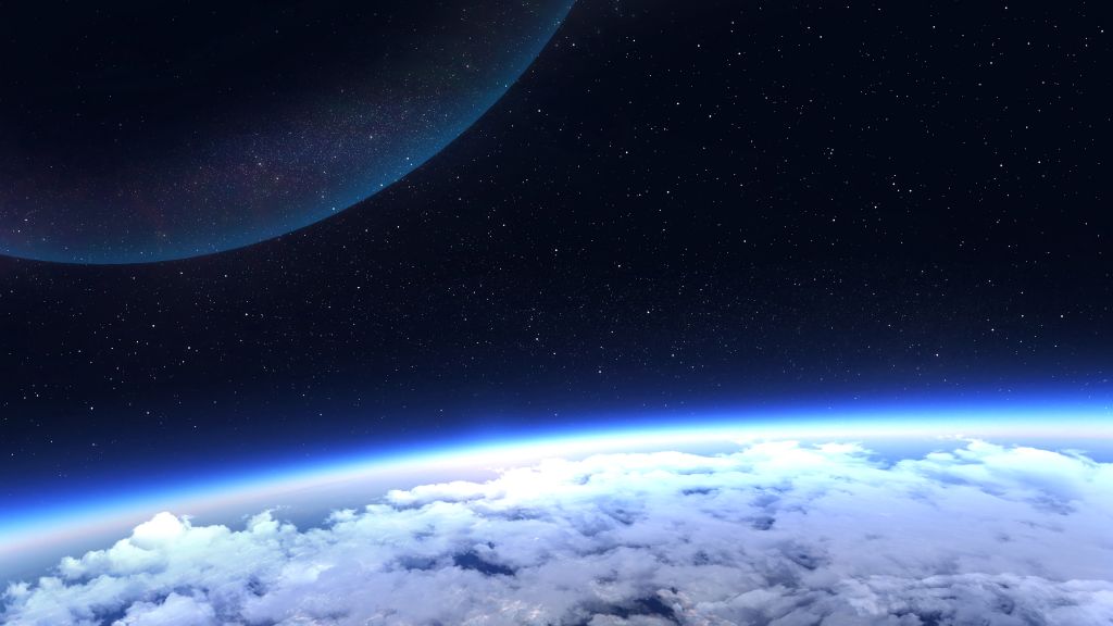 Земля, Горизонт, Атмосфера, Сияние, Космос, HD, 2K, 4K