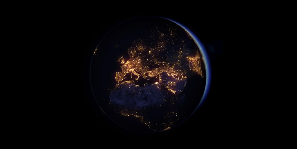 Земля, Ночные Огни, Северная Европа, Глобус, 5К, HD, 2K, 4K