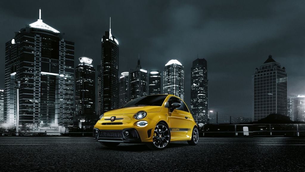 Fiat Abarth 595 Facelift, Хэтчбек, Ночной Город, HD, 2K, 4K