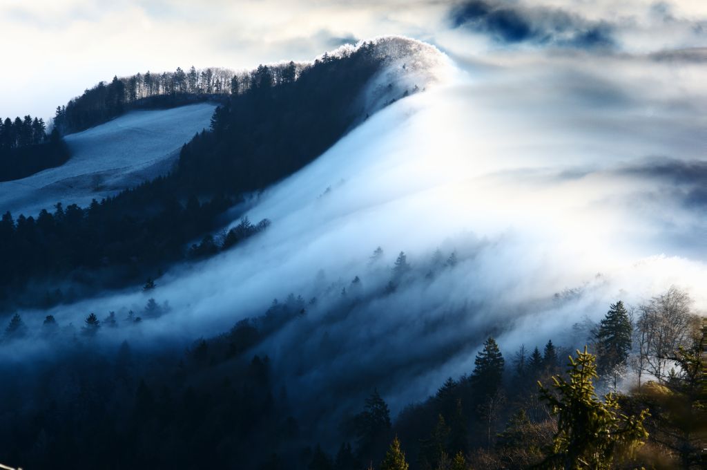 Туманный, Горы, Belchenflue, Швейцария, HD, 2K, 4K, 5K, 8K