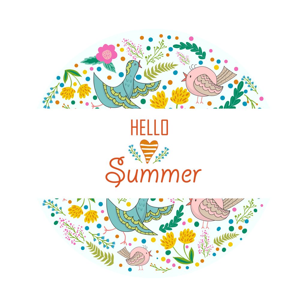 Hello Summer, Цветочные, Дизайн, Цветы, Птицы, HD, 2K, 4K