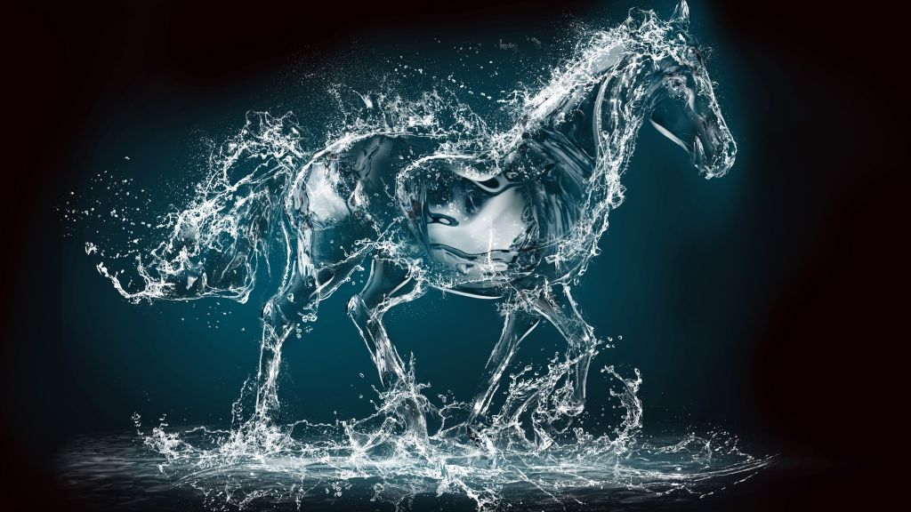 Лошадь, Вода, Прозрачная, 10K, HD, 2K, 4K, 5K, 8K
