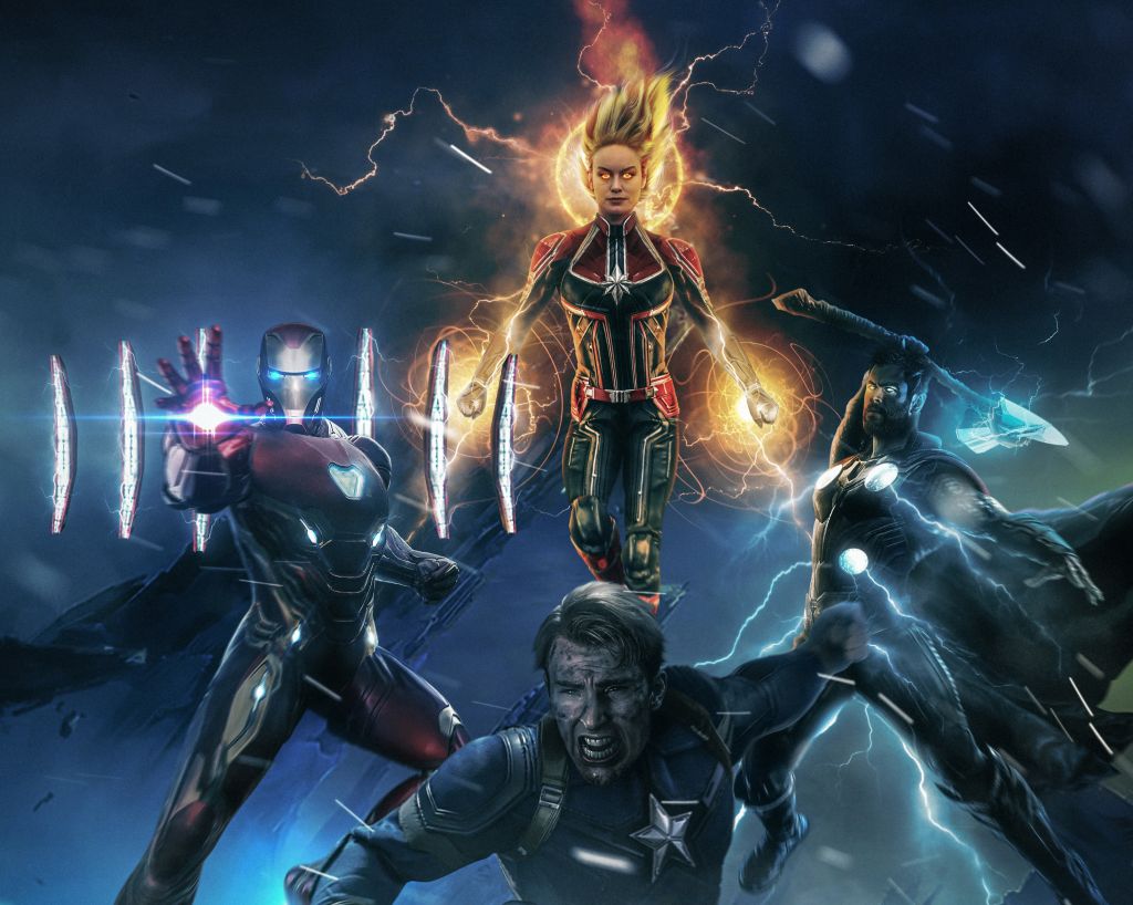 Железный Человек, Капитан Марвел, Капитан Америка, Тор, Мстители 4, 4К, HD, 2K
