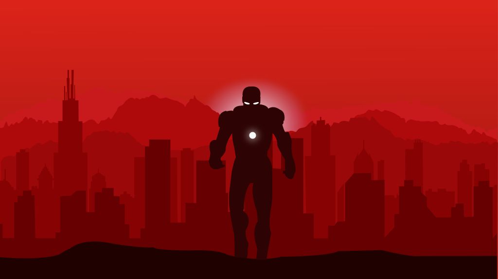 Железный Человек, Minimal Art, Красный, 4К, HD, 2K, 4K