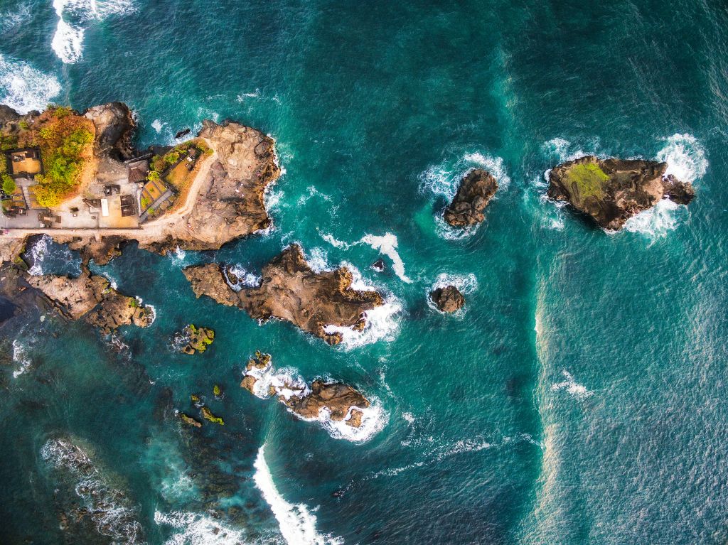 Остров, Скалы, Бали, Индонезия, Вид С Воздуха, Фото Беспилотника, Морской Пейзаж, HD, 2K, 4K