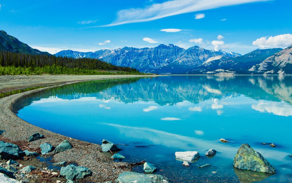 Озеро Клуане, Горы, Пейзаж, Юкон, Канада, HD, 2K, 4K, 5K