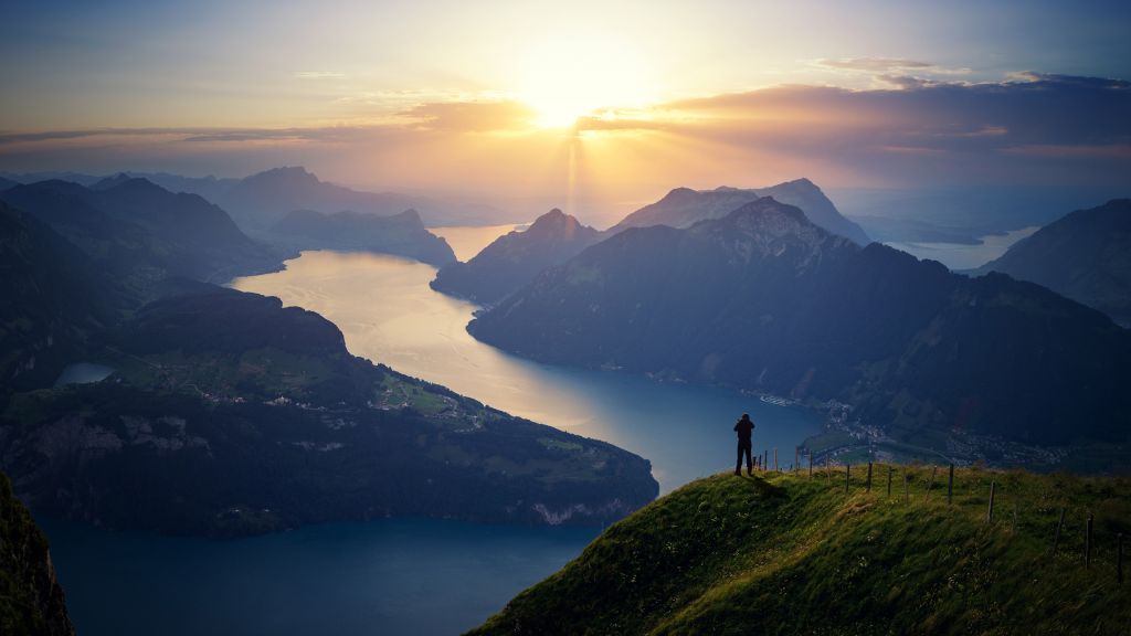 Озеро Люцерн, Швейцария, Landscape, Lake, Mountain, HD, 2K, 4K