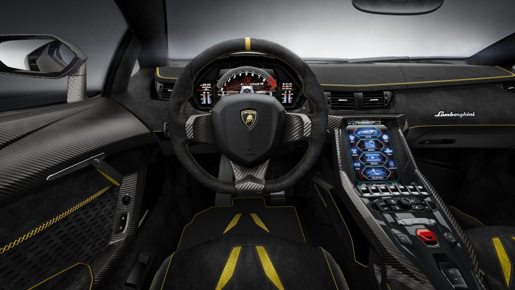 Lamborghini Centenario, Женевский Автосалон 2016, Интерьер, HD, 2K, 4K