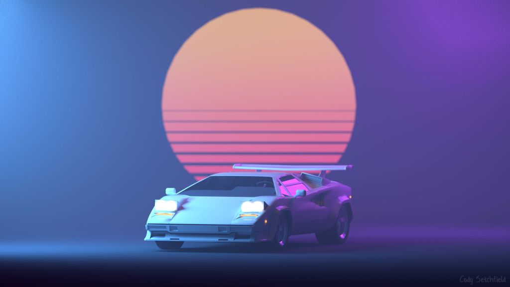 Lamborghini, Ретро, ​​неон, Вс, HD, 2K, 4K
