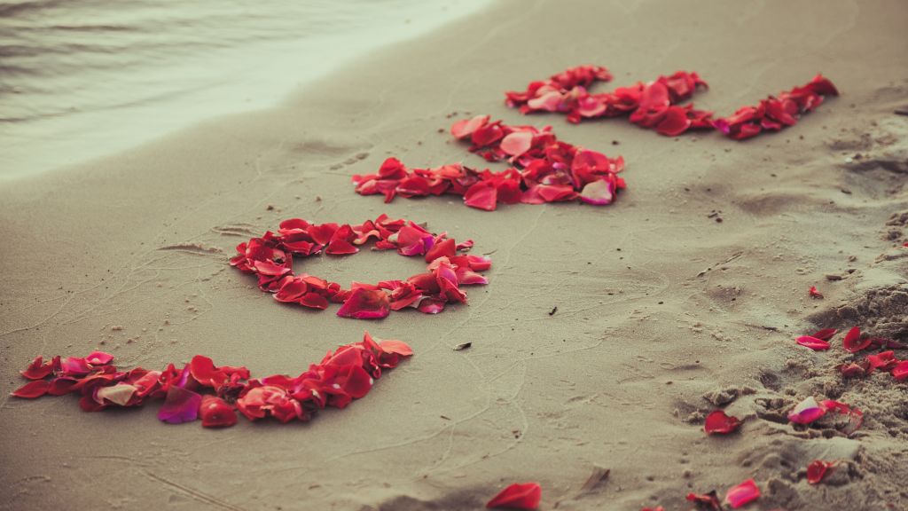 Love Image, Heart, Beach, Sea, Flowers, HD, 2K, 4K, 5K