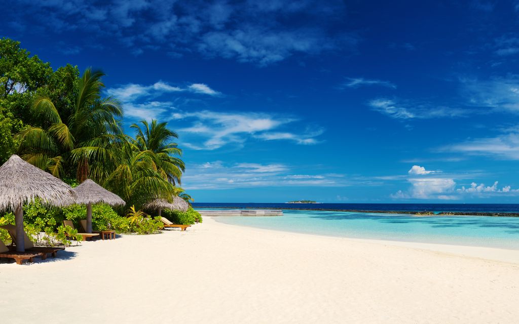 Мальдивы, Тропический Пляж, Морской Пейзаж, Океан, Остров, HD, 2K, 4K