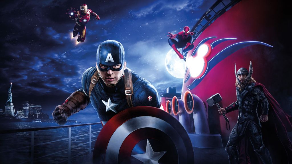 Marvel Day At Sea, Железный Человек, Капитан Америка, Человек-Паук, Тор, Супергерои Marvel, HD, 2K, 4K, 5K