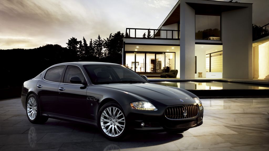 Maserati Quattroporte, Суперкар, Роскошные Автомобили, Спорткар, Перед, Обзор, Тест-Драйв, Черный, HD, 2K, 4K