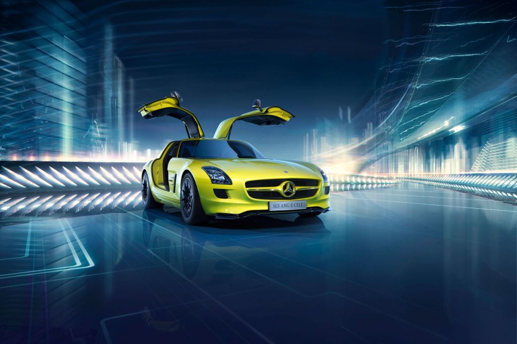 Mercedes-Benz Sls Amg E-Cell, Электромобили, HD, 2K