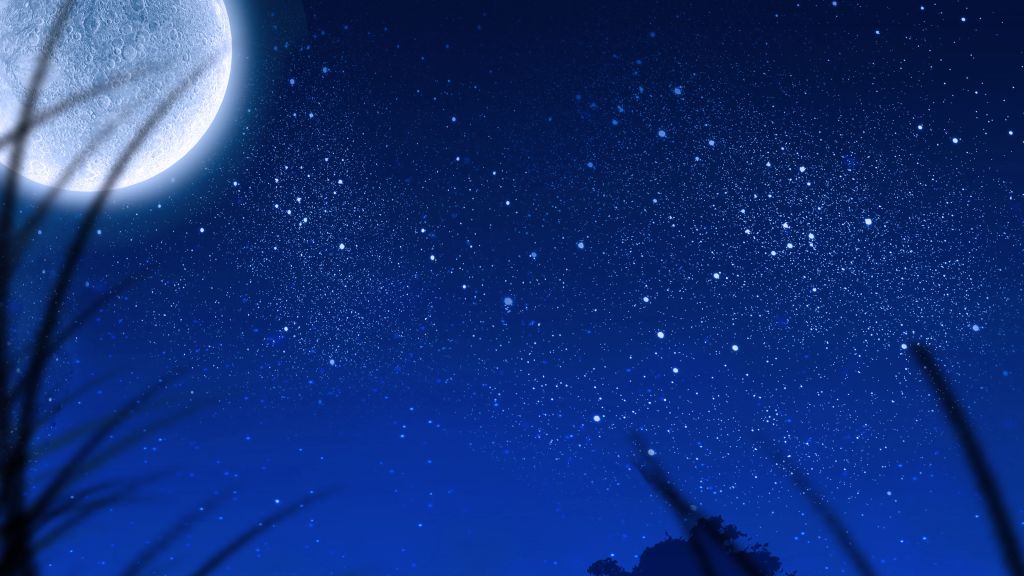 Луна, Звездное Небо, HD, 2K
