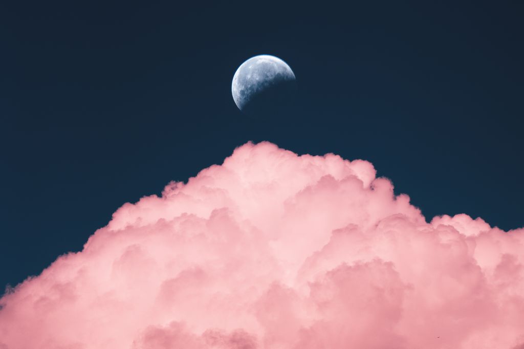 Луна, Розовые Облака, HD, 2K, 4K