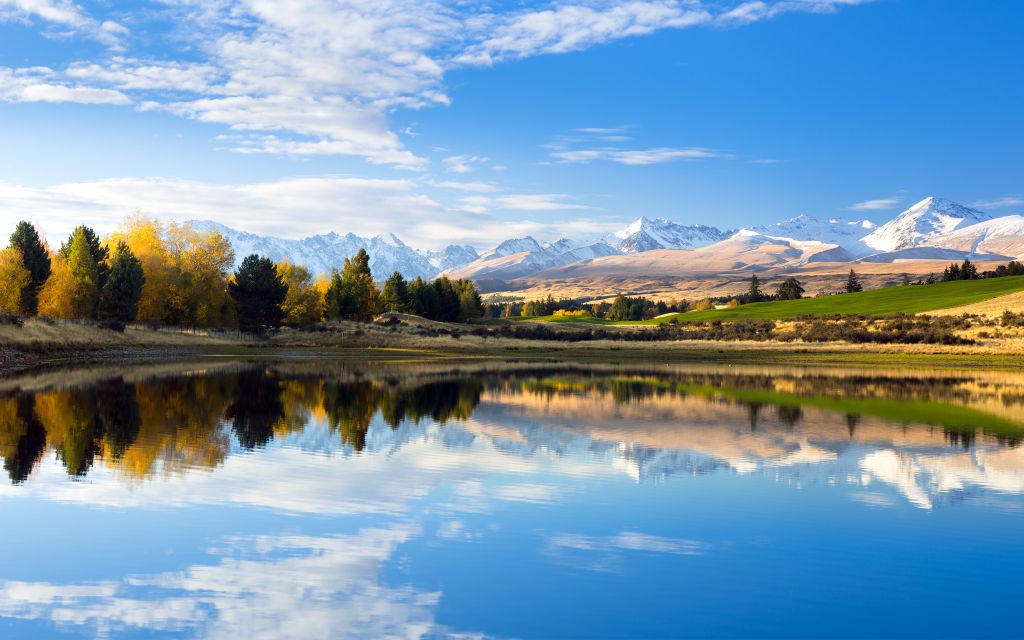 Гора Хаттон, Озеро, Пейзаж, Размышления, Новая Зеландия, HD, 2K, 4K