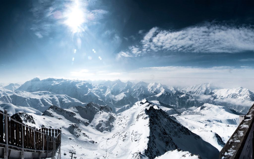 Горы, Французские Альпы, Зима, Снег, Солнечный Свет, Франция, HD, 2K