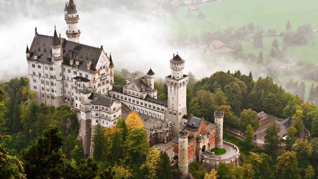 Замок Нойшванштайн, Бавария, Германия, Туризм, Путешествия, HD, 2K, 4K