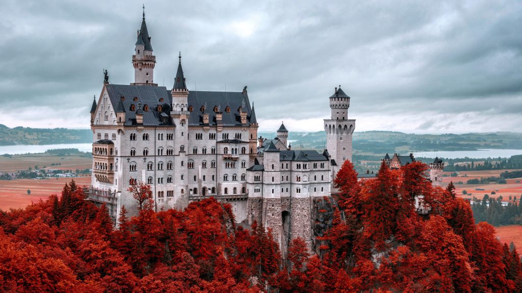 Замок Нойшванштайн, Бавария, Германия, Туризм, Путешествия, HD, 2K, 4K, 5K