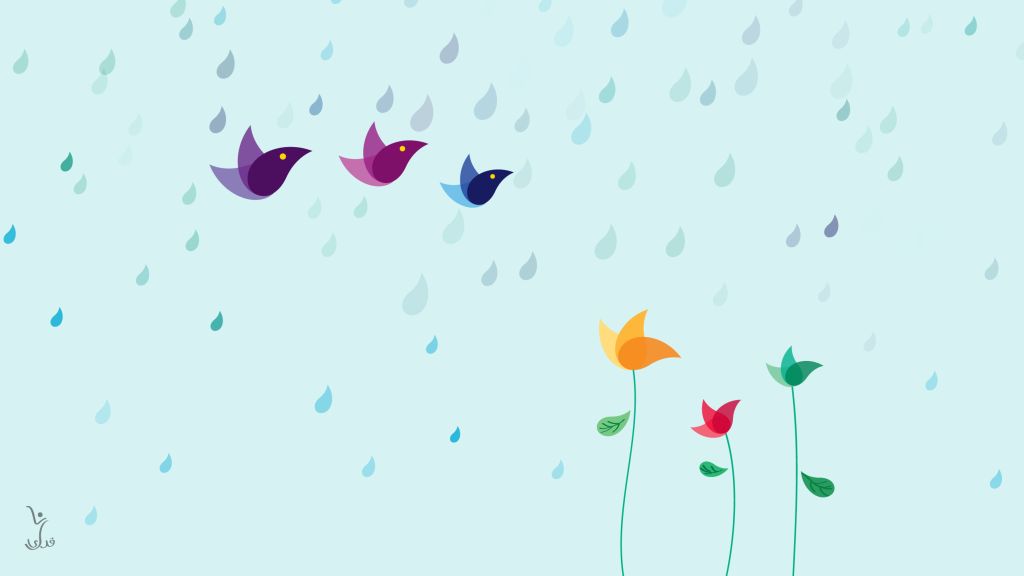 Дождливый День, Птицы, Цветы, Разноцветные, HD, 2K