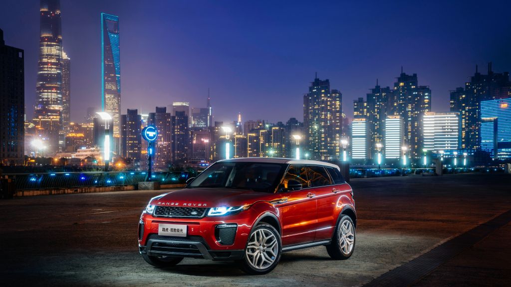 Range Rover Evoque, Красный Цвет, Город, Ночь, HD, 2K, 4K