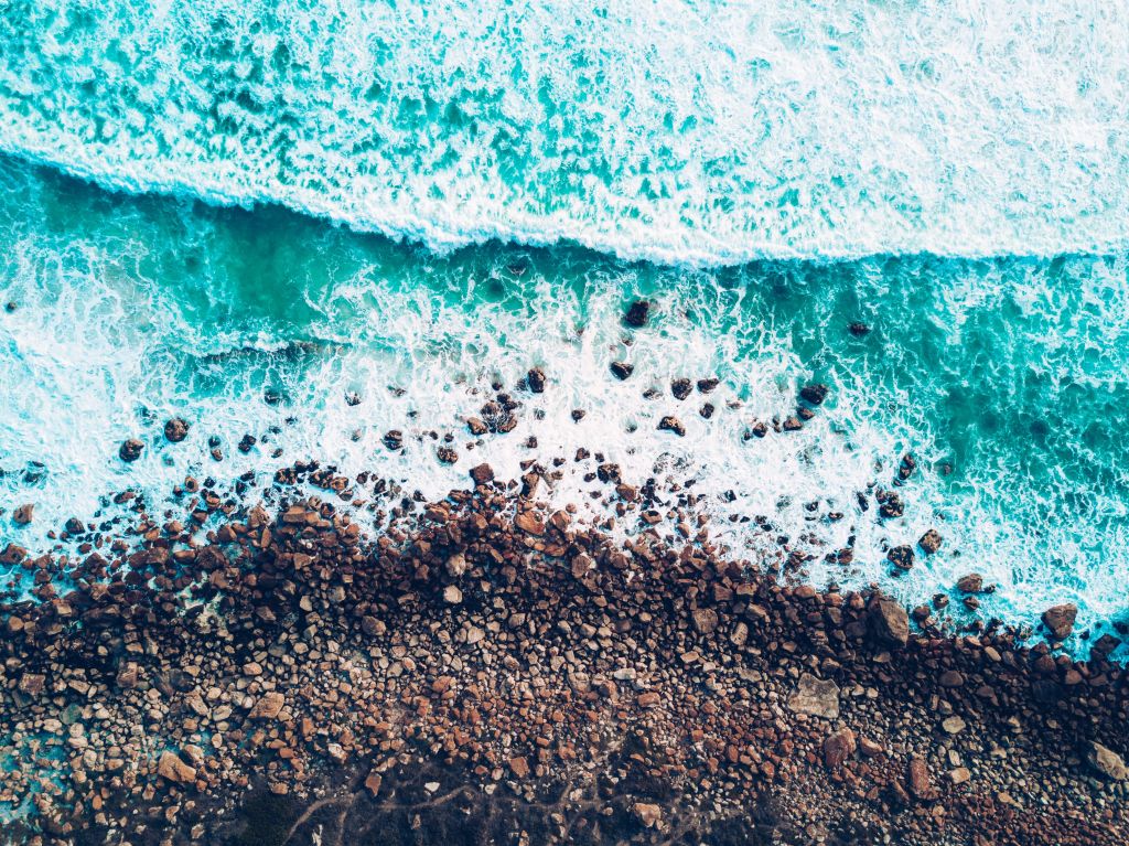 Скалистый Пляж, Морской Пейзаж, Вид С Воздуха, Океан, Южная Африка, HD, 2K, 4K