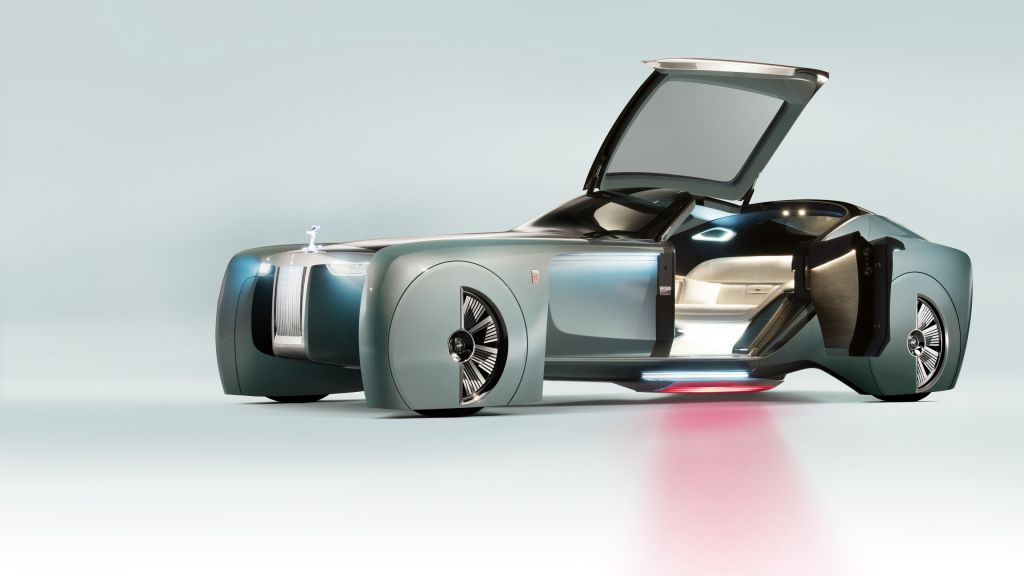 Rolls-Royce Vision Next 100, Автомобили Будущего, Футуризм, Серебро, HD, 2K, 4K