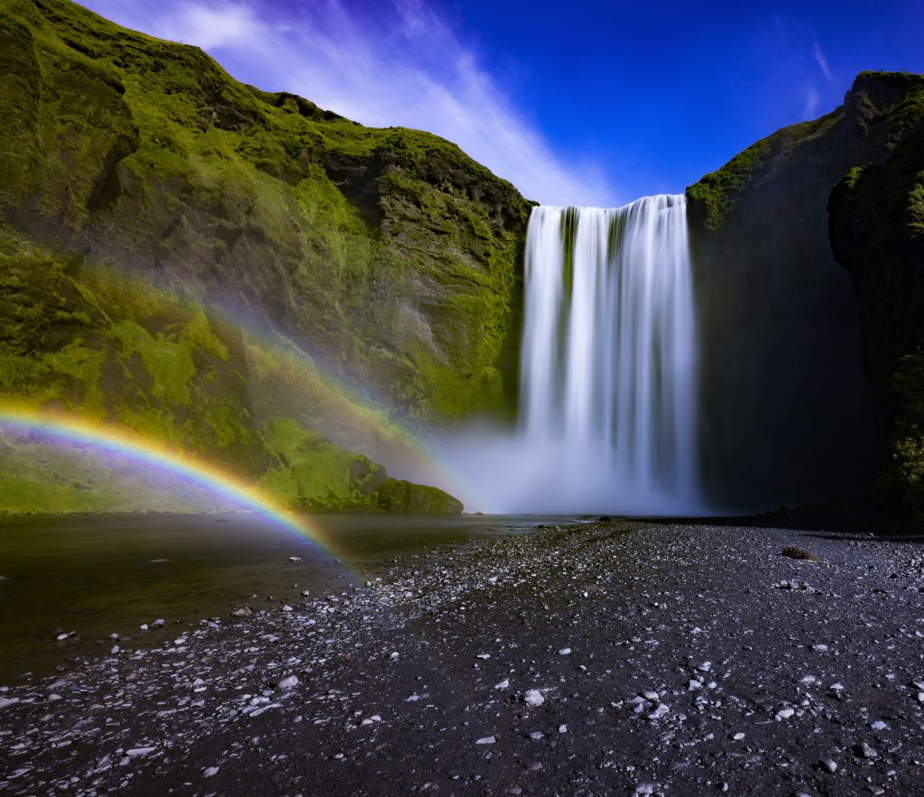 Водопад Скогафосс, Река Скога, Исландия, HD, 2K, 4K, 5K