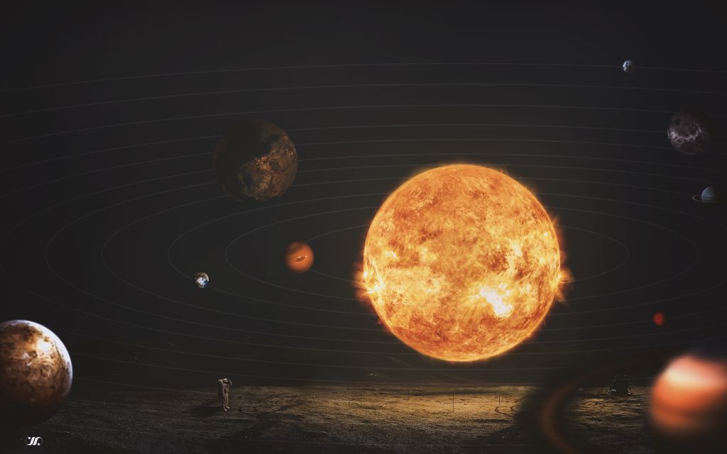 Солнечная Система, Солнце, Планеты, Астронавт, HD, 2K