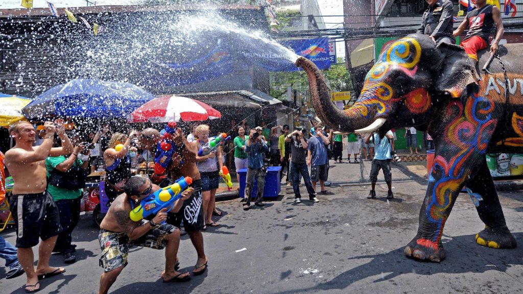 Сонгкран, Тайский Новый Год, Таиланд, Водный Фестиваль, Слон, Событие, HD, 2K, 4K