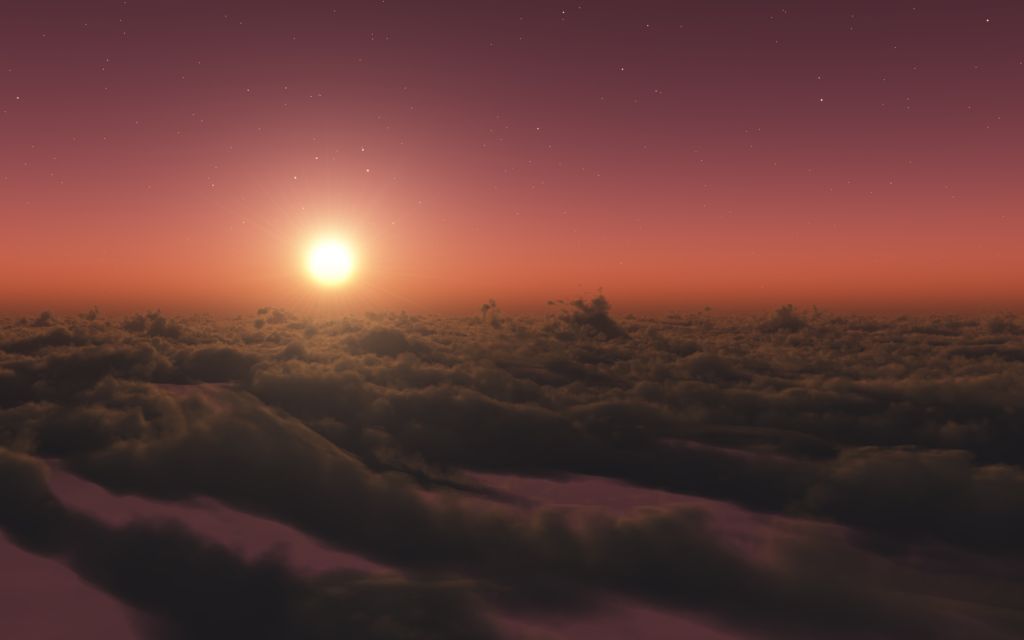 Стратосфера, Над Облаками, Закат, Сумерки, HD, 2K