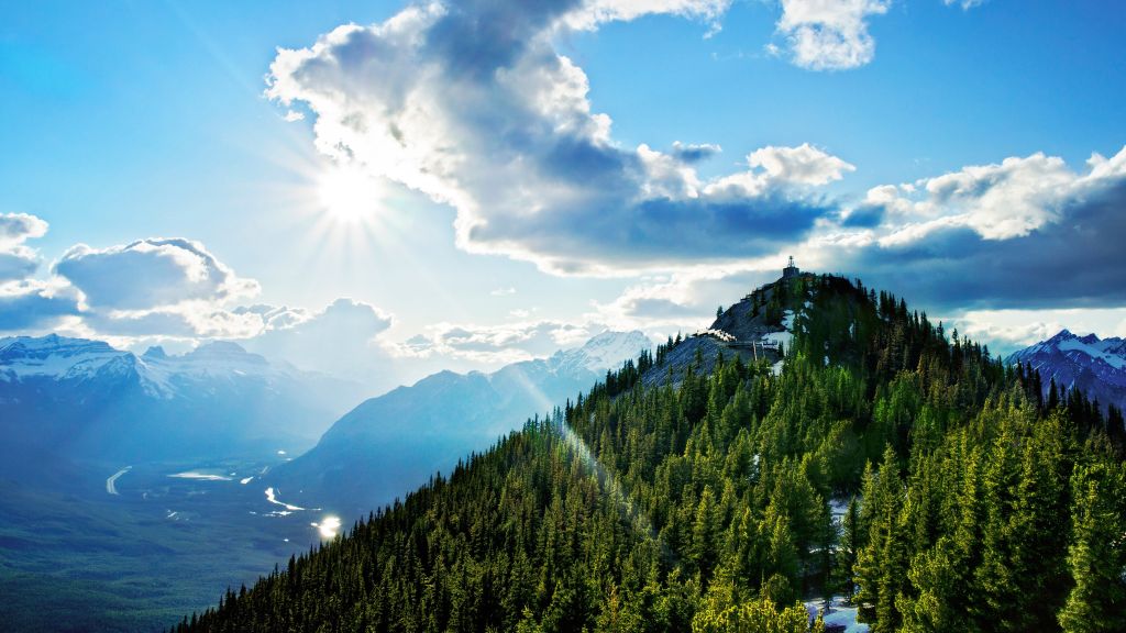 Sulphur Mountain, Канада, Облака, HD, 2K, 4K