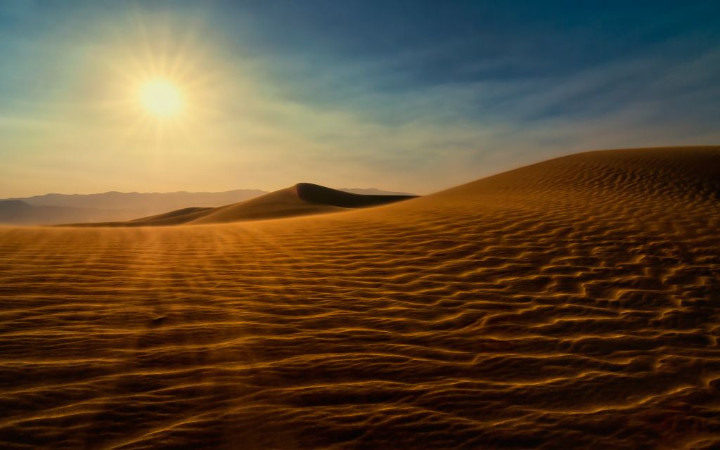 Закат, Мескит Плоские Песчаные Дюны, Национальный Парк Долины Смерти, HD, 2K