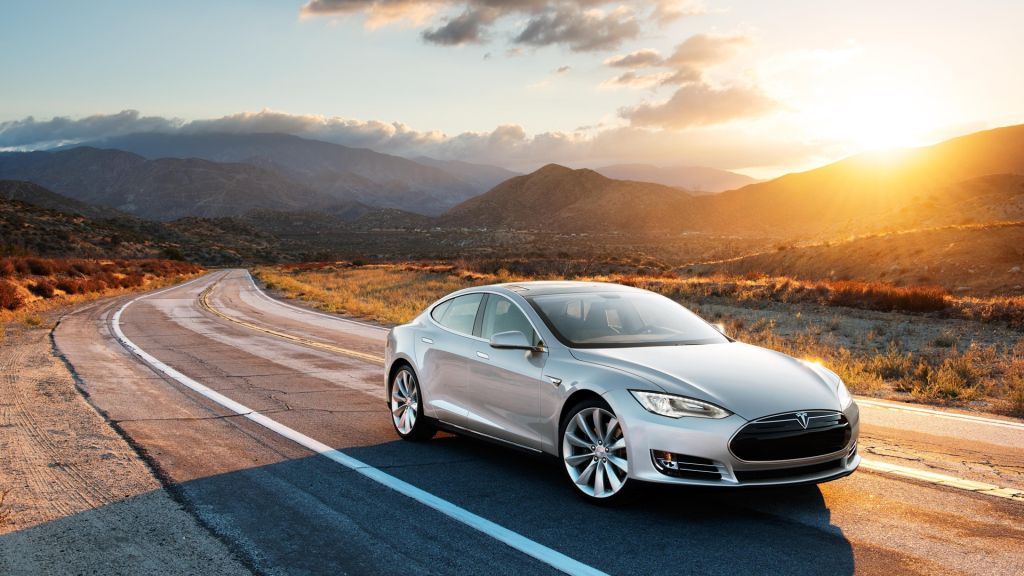 Tesla Model X, Электрический, Купе, Люкс, Закат, Серый., HD, 2K, 4K